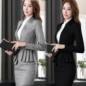 Two Piece Dress Korean Women Business Suit Interview Front Desk Ladies Skirt Suits For Work Pants Elegant Woman Uniform Office DD2047