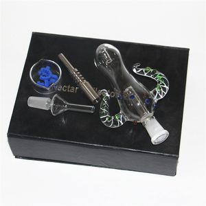 Hookah Nectar Bong Set 14mm dab straw pipe Kit with titanium nail mini Glass Water Pipes Bong