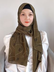 2022 Moda Donne Musulmane Stampato Sciarpa del Hijab Glitter Foulard Femme Musulman Scialli Foulard Islamico Malesia Hijab