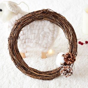 Dekorative Blumenkränze, 10 cm/15 cm/20 cm, Rattan-Ring, künstliche Girlande, getrocknete Pflanzen, Rahmen für Zuhause, Weihnachtsdekoration, DIY-Blumen