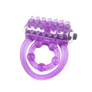Sex toys masager Toy Massager Vibrator Penis Cock Hot Selling Dual Ring Vibration Tpe Rubber Particle Adult Products with Bullet for Men EXFA