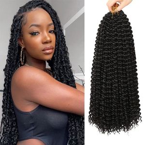 Passion Twist Hair 18 Inch flätande hårförlängningsvattensvåg virkning hår 22 strängar/pack för flätor honung blond bohemian lockig LS06