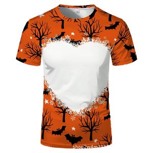 Halloween skjorta fest leveranser sublimering blekt t-shirt värmeöverföring tom blekskjorta helt polyester tees us sices for män kvinnor 18 färger nya