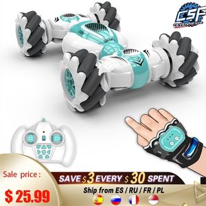 Mini 2.4GHz 4WD RC Stunt Car Remote Control Watch Gesture Sensor Electric Toy RC Drift Car Rotation For Kids Boys Birthday Gift 220429