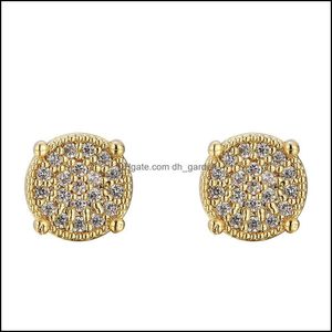 Studörhängen smycken skönhet glänsande cirkel diamant design vintage antik kirurgisk stål skruvörhänge elegant zirkon kvinnlig örondroppe leverans