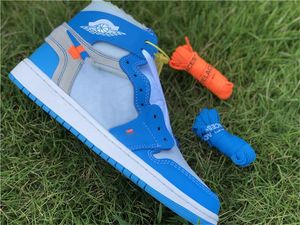 2022 Autentisk UNC 1 Power Blue White Chicago Red 1S Shoes Canary Yellow Men Outdoor Women Sports Sneakers With Box