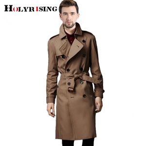 Holyester Men Trench Coat Business Men's Windbreakers Solid Color Long Men Fashion Autumn Jackets S-5XL 18998 201128