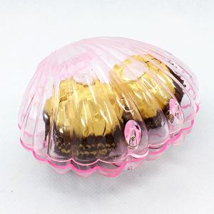 50 sztuk Wyczyść Shell Wedding Candy Box Favors Gift Wrap Ślubne Słodkie pudełka Boże Narodzenie