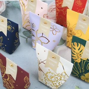 Gift Wrap 5pcs Paper Bag Box Gold Foil Flower Luxurious Wedding Birthday Party Packaging Engagement Candy Boxes DecorationsGift