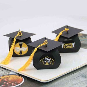 24pcs Bachelor Hat Arts Cap Candy Box Abschlussfeier Favor Gift Boxes Paper Box Craft Packages Bags Party Dekoration J220714