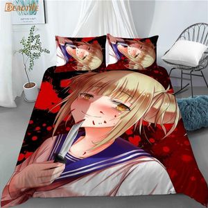 Sängkläder sätter anpassade toga himiko anime 3 st täck täcke set mode comporter kudde hem textilier 1202bäddning