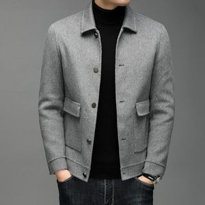 Jaquetas masculinas 70% lã homens luxo primavera outono único breasted casual masculino outerwear moda cor sólida cinza homem preto casacos