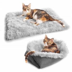 Składana poduszka dla zwierząt super miękki kwadratowy pluszowe maty do łóżka dla małego psa kocowe koc zima ciepłe śpiące szczenię