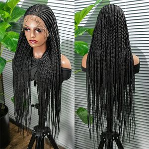 2022 New Arrival Boxing Braided Wig Synthetic Full Lace African With Baby Hair Lace Front Wigs 36 inches