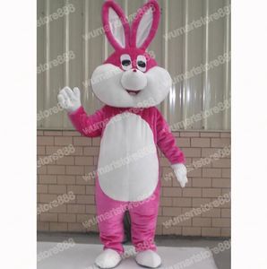 Halloween uroczy różowy króliczka Mascot Costume Cartoon Temat Postacie Carnival Festival Fancy Dress Dorośli rozmiar stroju na imprezę na świeżym powietrzu