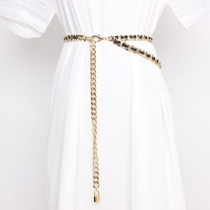 Kemerler Yüksek kaliteli kadın gümüş altın metal alaşım bükülme bel zinciri ayarlanabilir büyük artı boyutu yazlık elbise pu