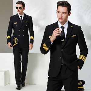 Faixas masculinas aviação high-end slim-fit capitão uniformes macho ar júnior piloto ternos