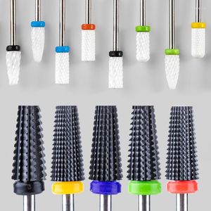 Nail Art Equipment Black 5 In 1 Ceramic Drill Bit For Electric Machine 3/32" Shank Milling Cutter Fast Remove Acrylic Or Hard Gel Prud2