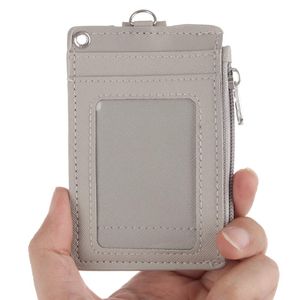 Card Holders Leather Business ID Holder Credit Badge Bus Cards Cover Coin Purse Wallet With Keychain Keyring HolderCard