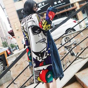 Women's Jackets Kawaii E Girl Plus Size Clothing Graffiti Long Jacket For Women 2022 Spring Denim Coats Teen Jean Trench XC126Women's