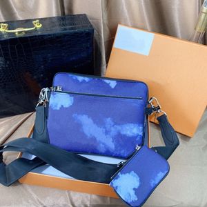 Wholesale bag man shoulder resale online - 2022 man pochette Trio Messenger Bag Leather Watercolor Tie Dye Shoulder bags Crossbody handbag S5bQ