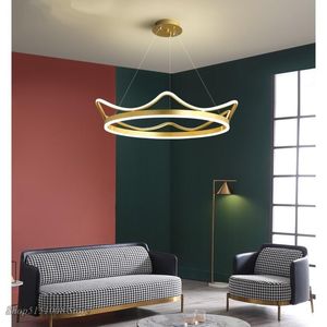 Pendant Lamps Nordic Modern Crown Shape Aluminum Led Lights Silicon Strip Light Children Room Living Bedroom Bar Decor LuminariaPendant