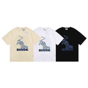 Designer Luxury Brand Rhude High Quality t shirt Cotton t shirt Short Sleeve Men's and Women's Couple Pockets Summer Light Thin Versatile Round Neck Tide Wide Bottomed