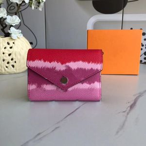 2022 Högkvalitativa kvinnor 3 färger Nya mini klassiska plånböcker med box lady läder plånböcker kvinnor handväska plånbok