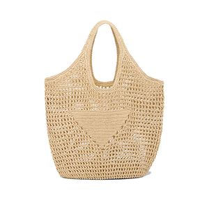 Halm ihålig tygväska modedesigner kvinnor shopping väskor nya sommar raffia totes vävd axel strand väska handväska