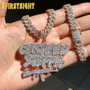 Zincirler Buzlu Out Bling CZ Silah Kolye Kolye Kübik Zirkonya Harf Sertifikalı Steppa Kolye Erkekler Moda Hip Hop TakıChains ChainsChain