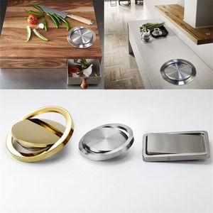 Stainless Steel Flap Flush Recessed Built-in Balance Swing Flap Lid Cover Trash Bin Garbage Can Kitchen Counter Top 220408