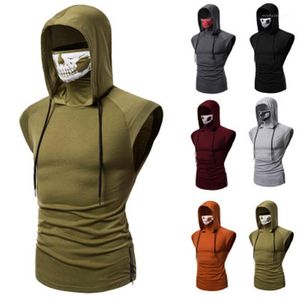 Hooded T shirt Fashion Occident Trend Style Solid Colors Sleeveless Tops Tees Spring Summer Male New Loose Casual Tshirt Mens Fitn198B