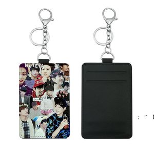 Sublimation Cartão Titular PU Couro Em Branco Cartões de Crédito Saco Case Transferência de Calor Impressão DIY DIY Titulares com Keychain RRB15048