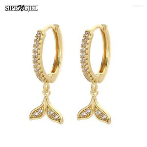 Hoop Huggie Trendy Cubic Zircon Fish Tail Earrings Gold Color for Women Wedding Jewelry 2022Hoop ODET22