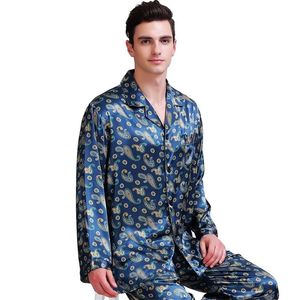 Mens Silk Satin Pajamas Set Pajama Pyjamas PJS Sleepwear Set Loungewear S M L XL XXL LJ201113