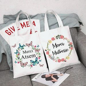 Gift Wrap French Tack Mistress Print Women Canvas Shopping Shopping Bag Eco Harajuku Estetic Personalized Super School Bagsgift