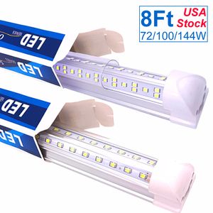 V-Shape Integrated 8ft tubes lights Fixture , LED Tube Light, Works Without T8 Ballast, for Garage, Warehouse, Clear Cover ac110V-277V OEMLED