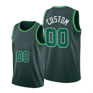 Baskılı Boston Özel DIY Tasarım Basketbol Formaları Özelleştirme Takım Üniformaları Baskı Kişiselleştirilmiş herhangi bir İsim Numarası Erkek Kadın Gençlik Yeşil Jersey