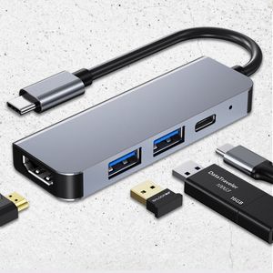 dizüstü Bilgisayar Konnektörleri Type-C Yerleştirme İstasyonu - Ağ Kartı 3.0 usb Arayüzü 4'ü 1 arada 4K HD Çok İşlevli Genişletme Yuvası