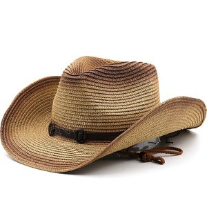 Classic Summer Men Mulher Straw Hollow Western Cowboy Hat Sombrero Hombre Cowgirl ao ar livre Jazz Beach Sun Hat