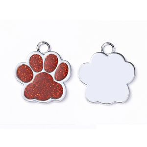 Personlig gravering av hund Paw Shape Pendant Rostfritt stål Katter Dogs Taggar Pet Memorial Gift Jewelry Keepsake Prevent Loss