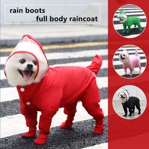 Dog Apparel puppy rain coats Withs hood full body waterproof transparent Summer Chihuahua French Bulldog Teddy Perro clothes dog raincoats for small dogs with boots