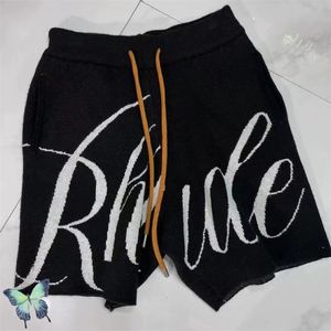 Rhude Shorts Jacquard Drawstring Heavy Tyg som denim Short Pants 220727