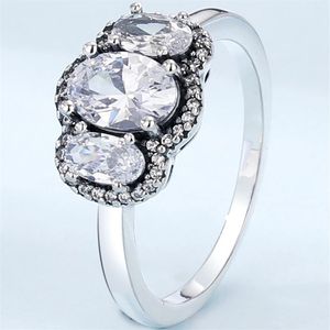 Estetiska smycken tre sten vintage designer pandora ringar för kvinnor män par finger ring set födelsedag valentin gåvor s