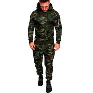 Kamuflaj Sonbahar Koşu Seti Erkekler Sıradan Jogger Trailsuit Kapşonlu Ceket Pantolon Spor Jogging Suit Homme Homme W220418