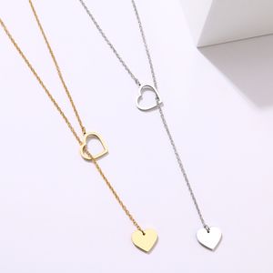 Длинные подвески стильные из нержавеющей стали в форме сердца ожерелья для женщин, простые дизайн ожерелье ювелирные изделия подарок