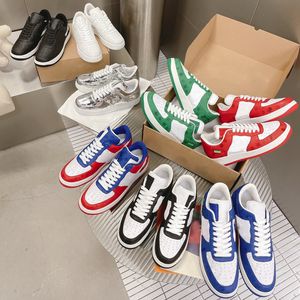 NOVITÀ Designer Sneaker Virgil Scarpe casual 1s 1 Pelle di vitello Abloh Bianco Verde Rosso Blu Sovrapposizioni di lettere Piattaforma Low Top Sneakers Taglia 35-45