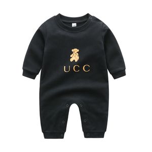 Rompers Baby Girls One-piece Jumpsuits Cotton Clothes Boy Bodysuits Newborn Long Sleeve Printed Bear Luxury Designer Wear Infant Summer Climbing Onesies Dropship