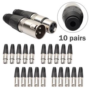 Inne akcesoria oświetleniowe 10PAIR XLR 3Pin żeńskie mikrofon wtyczka audio mikrofon złącze kabla czarne złącza adapter Dropoter