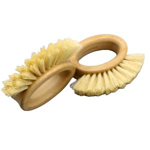 Eco-friendly All Natural Fibre Bamboo Pot Bowl Brush Vegetable Fruit Brush Sisal Cleaning Brush for Kitchen Tools